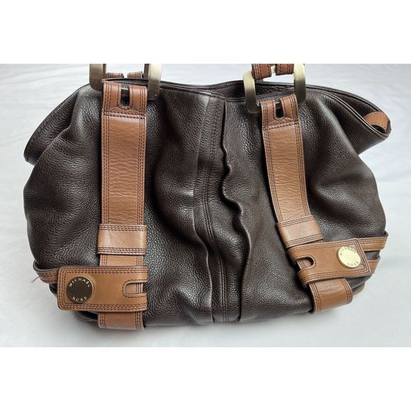 Michael by Michael Kors Brown Pebbled Leather Gold Tone Shoulder Bag Large Purse - Picture 2 of 16